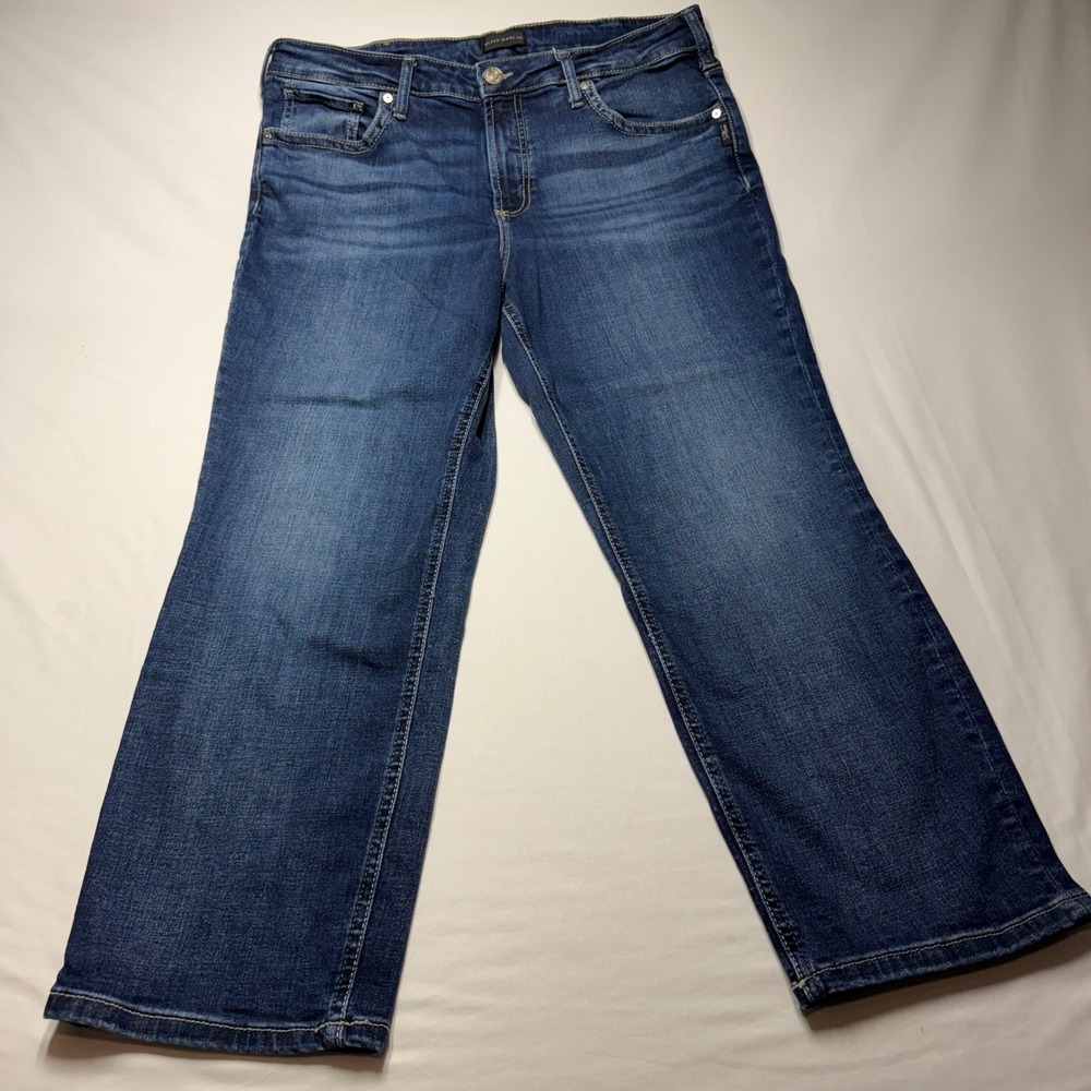 Silver Jeans Co Avery Capri Cropped Blue Jeans Women's Size 16 Stretch Excellent